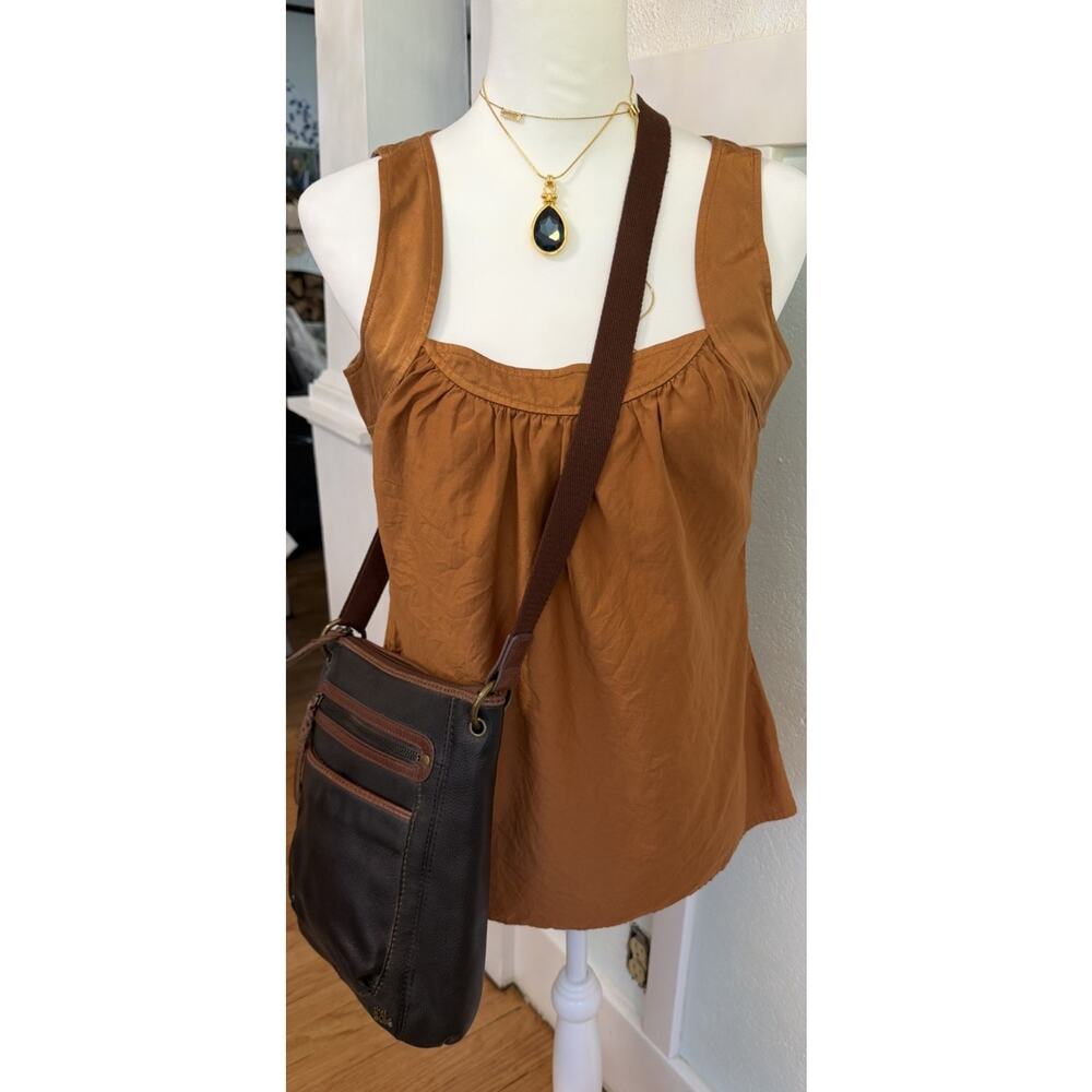 The Sak Iris Leather Crossbody Purse Shoulder Bag Black & Brown Adjustable Strap - Picture 6 of 13